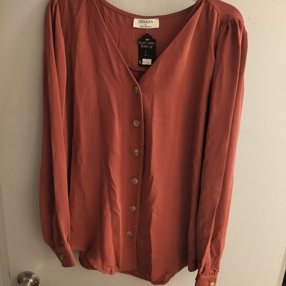Zenana Outfitters Women's Rust Button-Up Top